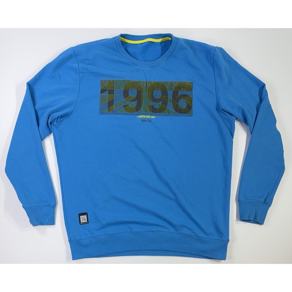 Root T Co 1995 London England Graphic‎ Crewneck Sweatshirt Blue Men's M